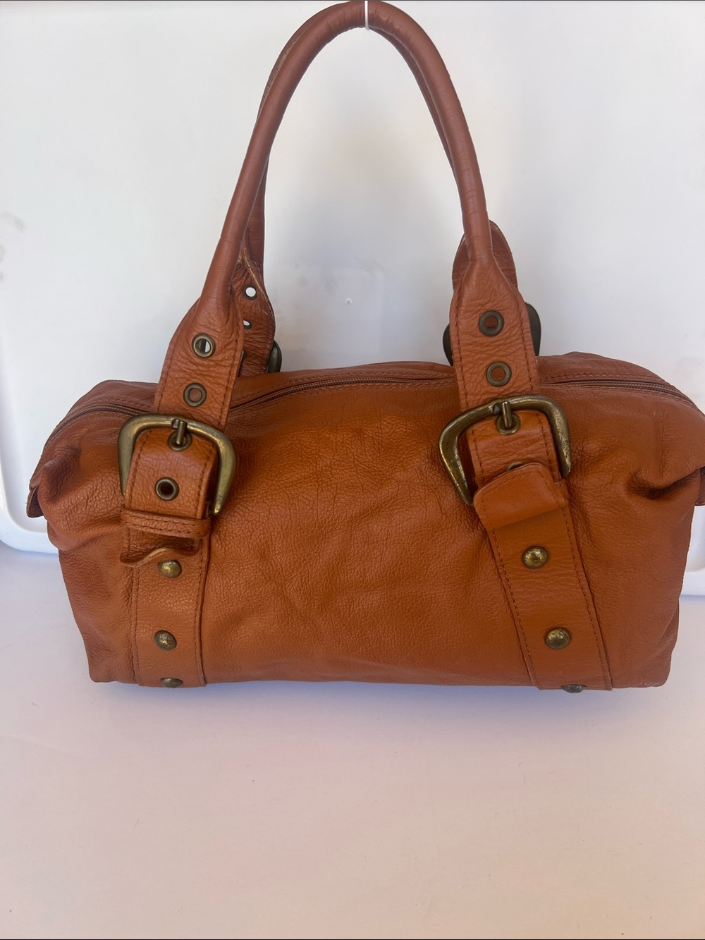 Deborah Gallo Classic Brown Leather Satchel Handbag - Picture 3 of 7